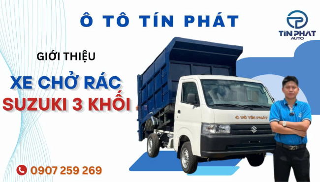 Xe Chở Rác Suzuki 3 Khối - 530kg (xe giao ngay)